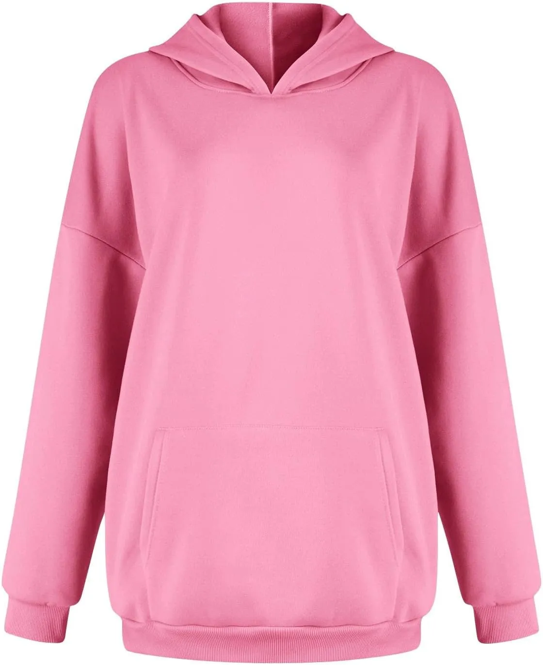 Women's Fall Winter Oversized Hooded Casual Trendy Long Sleeve Solid Loose Fleece Sweatshirt With Pockets, S-2XL
