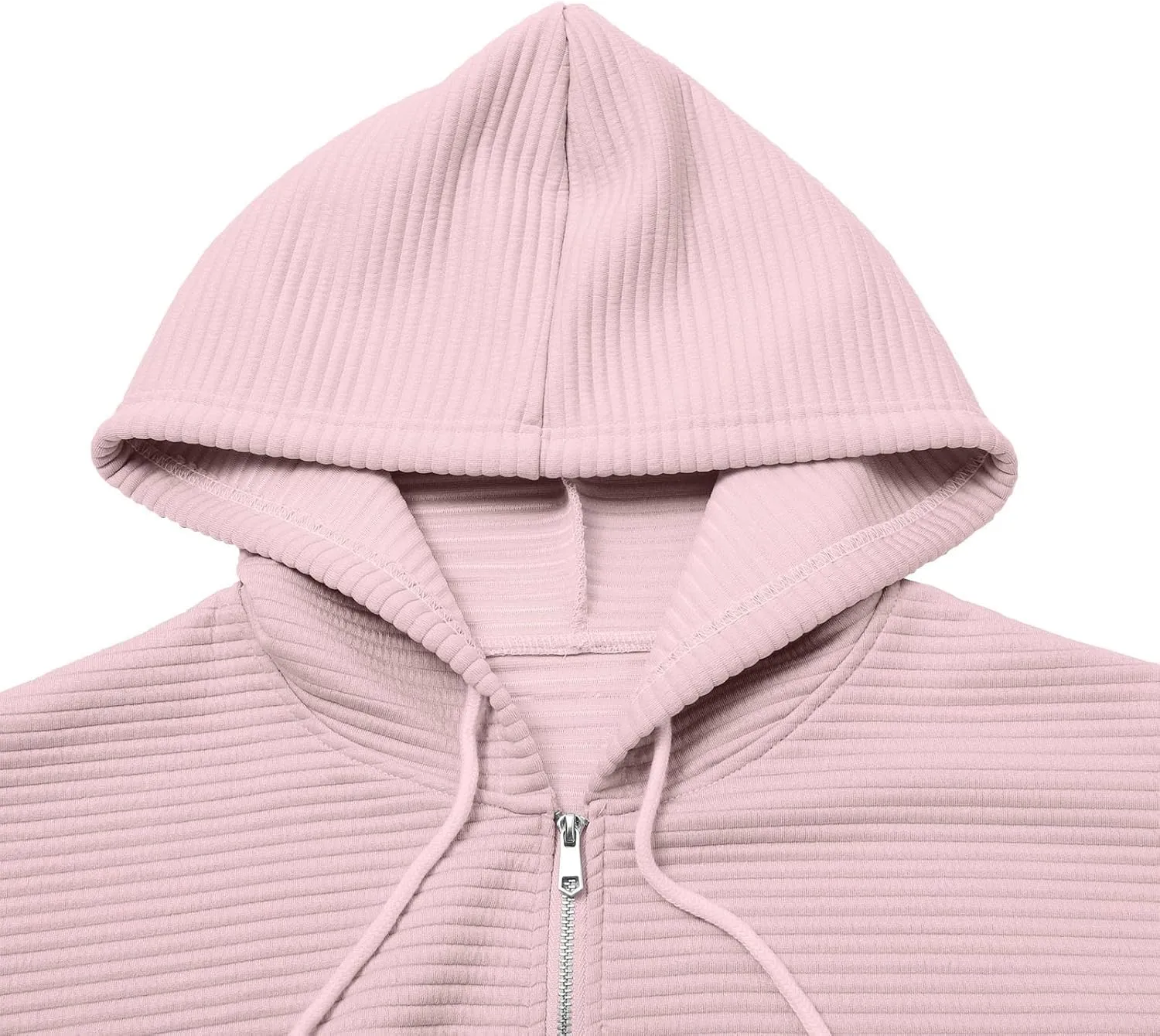 Womens Hoodies Zip Up Ribbed Knitted Fleece Sweatshirt Long Sleeve Oversized Sweaters with Pockets Fall Outfits 2024