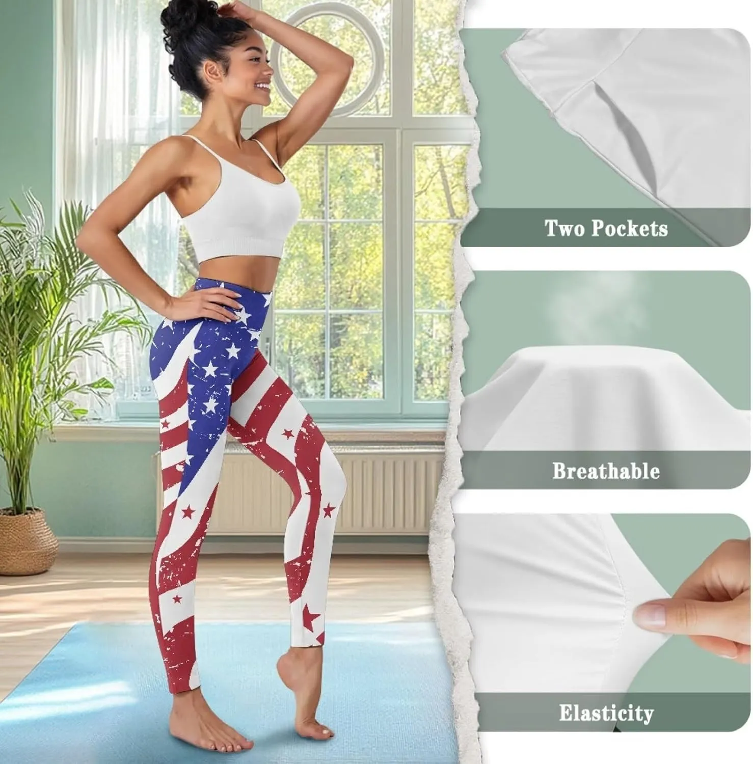 Women's Leggings with Pockets Tummy Control High Waist Yoga Leggings Soft Stretchy Workout Yoga Pants