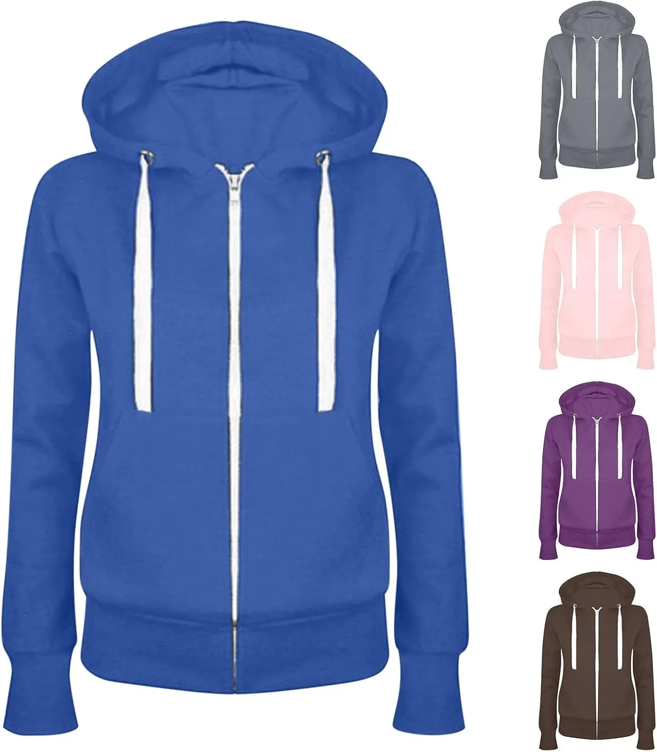 Zip Up Hoodie For Women Fall Outfits 2023 Fashion Fleece Hooded Sweatshirt Long Sleeve Lightweight Jacket With Pocket